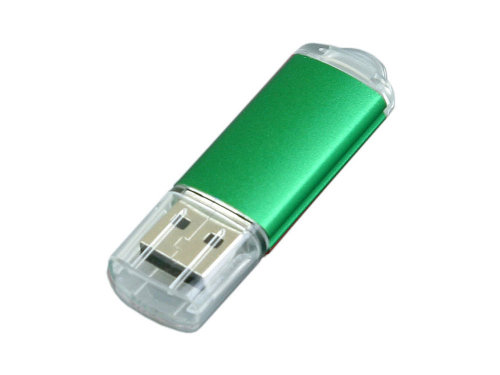 Флешка 3.0 промо прямоугольной формы  c прозрачным колпачком, 128 Гб, зеленый