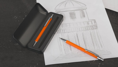 Набор "Ray" (ручка+карандаш), покрытие soft touch, оранжевый