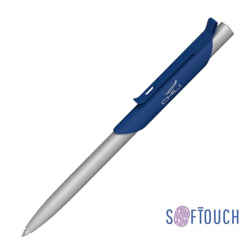 Ручка шариковая "Skil", покрытие soft touch, темно-синий с серебристым
