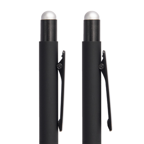 Ручка шариковая FACTOR BLACK со стилусом (черный, серебристый)