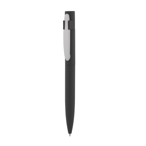 Ручка шариковая "Lip", покрытие soft touch, черный с серебром