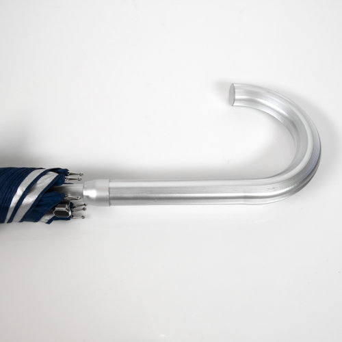 Зонт-трость SILVER, пластиковая ручка, полуавтомат (темно-синий, серебристый)