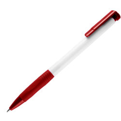 N13, ручка шариковая с грипом, пластик, белый, красный (белый, красный)