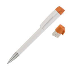 Ручка с флеш-картой USB 8GB «TURNUS M», белый с оранжевым