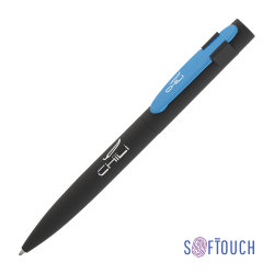 Ручка шариковая "Lip", покрытие soft touch, черный с голубым