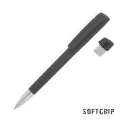 Ручка с флеш-картой USB 16GB «TURNUSsoftgrip M», черный