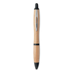 Ручка шариковая из бамбука и пл (черный)