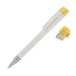 Ручка с флеш-картой USB 8GB «TURNUS M», белый с желтым