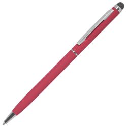 Ручка шариковая со стилусом TOUCHWRITER SOFT, покрытие soft touch (красный, серебристый)