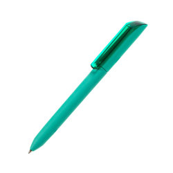Ручка шариковая FLOW PURE c покрытием soft touch и прозрачным клипом (морская волна)