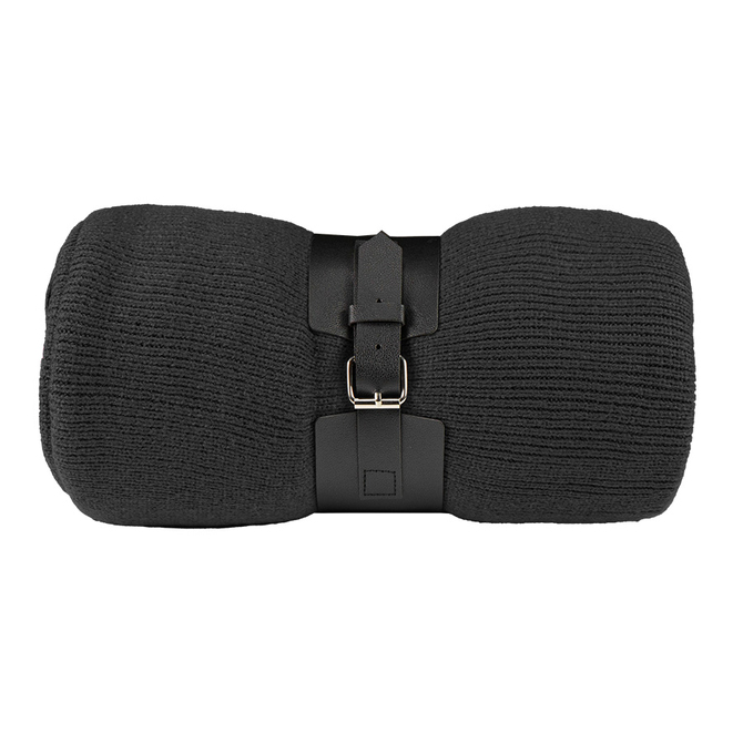 Плед "Belt"; чёрный; 130 х 180 см; 100% акрил, с поясом