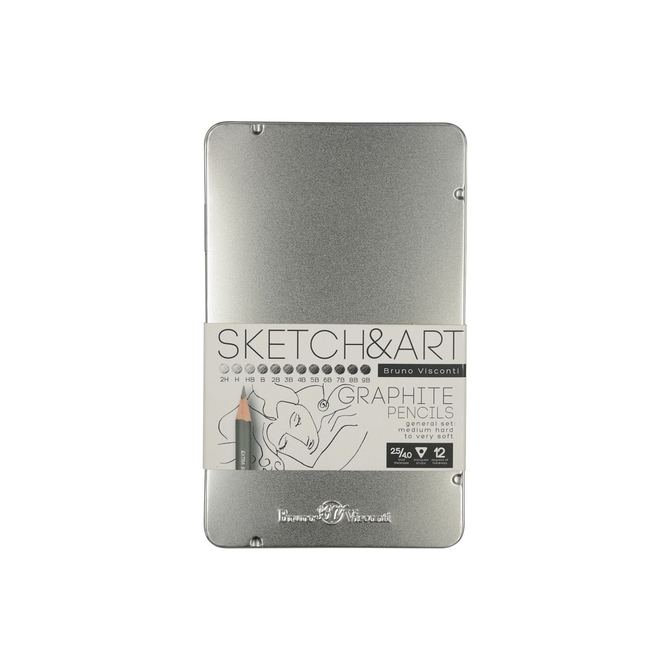 Набор из 12 чернографитовых карандашей «Sketch & Art» 2Н - 9В