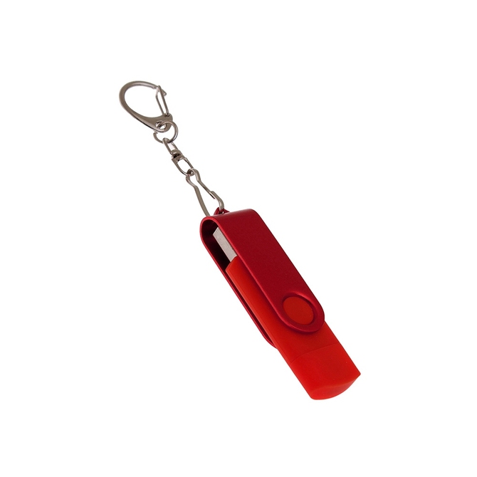USB 2.0- флешка на 16 Гб с поворотным механизмом и дополнительным разъемом Type-C