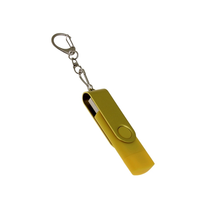 USB 2.0- флешка на 16 Гб с поворотным механизмом и дополнительным разъемом Type-C