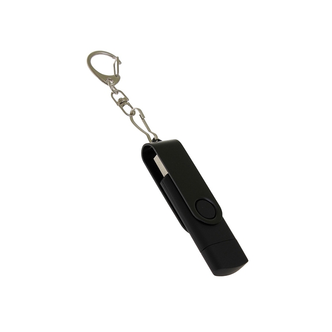 USB 2.0- флешка на 16 Гб с поворотным механизмом и дополнительным разъемом Type-C