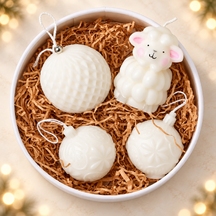 Подарочный набор свечей «Елочная коллекция», 3 шара и овечка